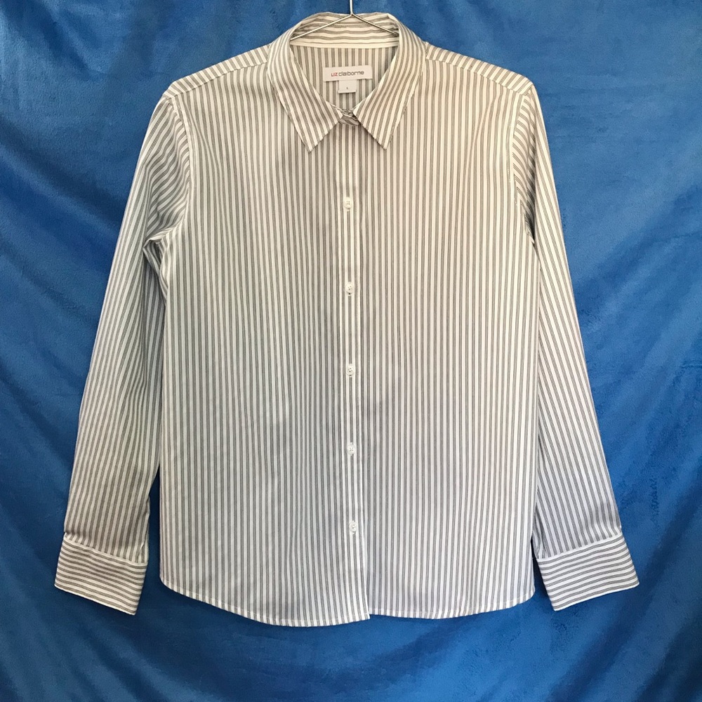 Liz Claiborne Women’s Striped Button-Up Shirt Size Large